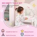 HOMCOM Kids Vanity Table and Chair Set with Tri-Folding Mirror and Stool, Makeup Dressing Table with Drawer, White - 4