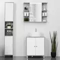 kleankin Under Sink Cabinet, Bathroom Vanity Unit, Storage Cupboard with Adjustable Shelves, White and Grey - 7