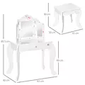 HOMCOM Kids Vanity Table and Chair Set with Tri-Folding Mirror and Stool, Makeup Dressing Table with Drawer, White - 3