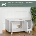 PawHut Wooden Cat Litter Box Enclosure & House with Nightstand/End Table Design, Scratcher, & Magnetic Doors, White - 7
