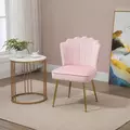 HOMCOM Velvet-Feel Shell Accent Chair - Pink - 2