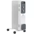 HOMCOM 1500W Oil Filled Radiator, Portable Electric Heater with 3 Heat Settings, Safety Cut-Off and Wheels, White - 1