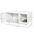 PawHut Wooden Cat Litter Box Enclosure & House with Nightstand/End Table Design, Scratcher, & Magnetic Doors, White - 3