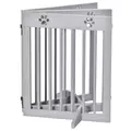 PawHut Freestanding Pet Gate 4 Panel Folding Wooden Dog Barrier w/ Support Feet - 8
