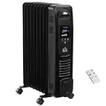HOMCOM 2000W Digital Oil Filled Radiator, 9 Fin, Portable Electric Heater with LED Display, 24-Hour Timer, 3 Heat Settings, Safety Cut-Off and Remote Control, Black - 1