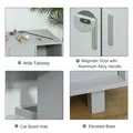 PawHut Wooden Cat Litter Box Enclosure & House with Nightstand/End Table Design, Scratcher, & Magnetic Doors, Grey - 6