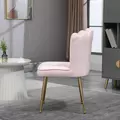 HOMCOM Velvet-Feel Shell Accent Chair - Pink - 7