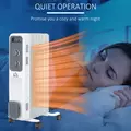 HOMCOM 1500W Oil Filled Radiator, Portable Electric Heater with 3 Heat Settings, Safety Cut-Off and Wheels, White - 6