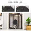 PawHut Dog Gate with Cat Flap Pet Safety Gate Barrier, Stair Pressure Fit, Auto Close, Double Locking, for Doorways, Hallways, 75-82 cm Black - 6