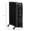 HOMCOM 2000W Digital Oil Filled Radiator, 9 Fin, Portable Electric Heater with LED Display, 24-Hour Timer, 3 Heat Settings, Safety Cut-Off and Remote Control, Black - 3