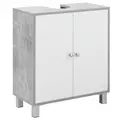 kleankin Under Sink Cabinet, Bathroom Vanity Unit, Storage Cupboard with Adjustable Shelves, White and Grey - 1