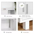 PawHut Wooden Cat Litter Box Enclosure & House with Nightstand/End Table Design, Scratcher, & Magnetic Doors, White - 6