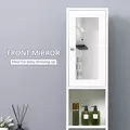 kleankin Tall Bathroom Storage Cabinet with Mirror, Freestanding Floor Cabinet Tallboy Unit with Adjustable Shelves, White - 6