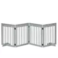 PawHut Freestanding Pet Gate 4 Panel Folding Wooden Dog Barrier w/ Support Feet - 1