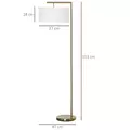 HOMCOM Floor Lamp, Modern Standing Lamp with Linen Lampshade, Round Base for Living Room, Bedroom, Dining Room, 153cm, Gold and White - 3