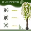 HOMCOM Artificial Realistic White Wisteria Tree Faux Decorative Plant in Nursery Pot for Indoor Décor, 160cm - 6