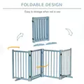 PawHut Pet Gate Wooden Foldable Dog Safety Barrier w/ 4 Panels for Small and Medium Dogs Blue - 5