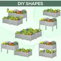 Outsunny Set of 4 26L Garden Raised Bed Elevated Patio Flower Plant Planter Box PP Vegetables Planting Container, Grey - 5