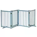 PawHut Pet Gate Wooden Foldable Dog Safety Barrier w/ 4 Panels for Small and Medium Dogs Blue - 1