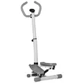 HOMCOM Adjustable Twist Stepper Aerobic Ab Exercise Fitness Workout Machine w/ LCD Screen, Height Adjust Handlebars for Home Gym, White and Grey - 1