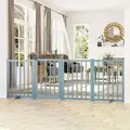 PawHut Pet Gate Wooden Foldable Dog Safety Barrier w/ 4 Panels for Small and Medium Dogs Blue - 2