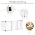 PawHut Wooden Dog Gate, Dog Fence Indoor, 80 cm Tall Freestanding Pet Gate for Small and Medium Dogs with 4 Panels, 2 Support Feet, White - 6