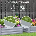Outsunny Set of 2 291L Raised Garden Bed, Elevated Galvanised Planter Box for Flowers, Herbs, 100x100x30cm, Grey - 4