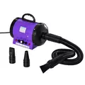 PawHut Dog Hair Dryer Pet Grooming Blaster Dryer Blower Adjustable Temperature Speed with 2.1M Flexible Hose 3 Nozzles - Purple - 1
