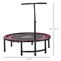 HOMCOM Mini Round Steel Frame Trampoline w/ Adjustable Handle, Pink - 3