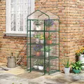Outsunny 4 Tiers Mini Portable Greenhouse Compact Plant Grow Shed Metal Frame Transparent Clear Cover 160H x 70L x 50Wcm - 2