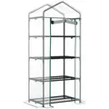 Outsunny 4 Tiers Mini Portable Greenhouse Compact Plant Grow Shed Metal Frame Transparent Clear Cover 160H x 70L x 50Wcm - 1