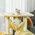 PawHut Cat Tree Tower for Indoor Cats Kitten Activity Centre Scratching Post w/ Hammock House Basket Ladder - Beige - 7