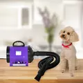 PawHut Dog Hair Dryer Pet Grooming Blaster Dryer Blower Adjustable Temperature Speed with 2.1M Flexible Hose 3 Nozzles - Purple - 2