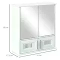 kleankin Bathroom Mirror Cabinet, Wall Mounted Storage Cupboard with Double Doors and Adjustable Shelf, Bathroom Organizer, White - 3