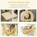 PawHut Cat Tree Tower for Indoor Cats Kitten Activity Centre Scratching Post w/ Hammock House Basket Ladder - Beige - 5