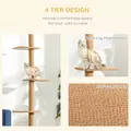 PawHut 260cm Floor To Ceiling Cat Tree for Indoor Cats w/ Three Platforms Activity Centre - Brown - 6