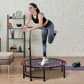 HOMCOM Mini Round Steel Frame Trampoline w/ Adjustable Handle, Pink - 2