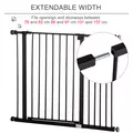PawHut Dog Gate Pet Safety Gate Stair Barrier Pressure Fit Adjustable 76-82/86-97/101-107 cm, Black - 6