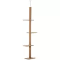 PawHut 260cm Floor To Ceiling Cat Tree for Indoor Cats w/ Three Platforms Activity Centre - Brown - 1