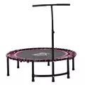 HOMCOM Mini Round Steel Frame Trampoline w/ Adjustable Handle, Pink - 1