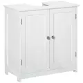 kleankin Under Sink Bathroom Cabinet, Freestanding Under Sink Cabinet with 2 Doors and Adjustable Shelf for Basin without or with Pedestal, White - 1