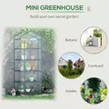 Outsunny 5 Tier Mini Greenhouse, Small Walk-in Greenhouse with Reinforced Plastic Cover, Garden Grow House with Roll Up Door and Shelves, 69 x 49 x 193cm, Green - 6