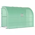 Outsunny Walk-In Lean to Greenhouse with Windows and Zippered Doors, 2 Tiers 6 Wired Shelves 300L x 150W x 213Hcm Green - 1