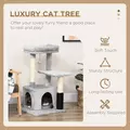 PawHut Cat Tree for Indoor Cats Climbing Tower Kitten Scratch Post Activity Center Kitten, Grey - 4