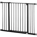 PawHut Dog Gate Pet Safety Gate Stair Barrier Pressure Fit Adjustable 76-82/86-97/101-107 cm, Black - 1