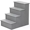 PawHut 4 Step Dog Steps for Bed, Wooden Dog Steps for Sofa, Pet Stairs for Bed Couch with Non-Slip Carpet for Cats and Puppies, 40 x 59 x 54.2 cm, Grey - 1