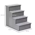 PawHut 4 Step Dog Steps for Bed, Wooden Dog Steps for Sofa, Pet Stairs for Bed Couch with Non-Slip Carpet for Cats and Puppies, 40 x 59 x 54.2 cm, Grey - 3