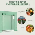 Outsunny Small Walk-in Garden Greenhouse with Steel Frame, Large Roll-up Door and Windows, 200Lx76Wx168Hcm, Green - 7