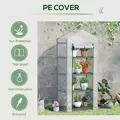 Outsunny 4 Tier Mini Greenhouse, Portable Compact Green House with Steel Frame, PE Cover, Roll-up Door, 70 x 50 x 160 cm, White - 5