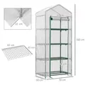Outsunny 4 Tier Mini Greenhouse, Portable Compact Green House with Steel Frame, PE Cover, Roll-up Door, 70 x 50 x 160 cm, White - 3